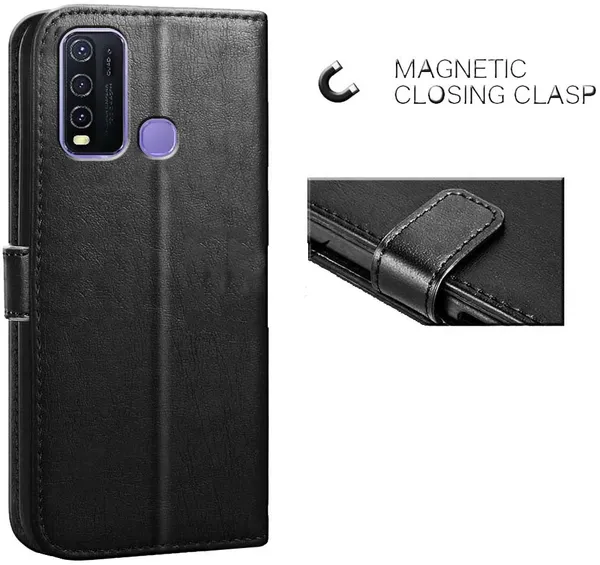 Black_Leather_Vivo_Y50_Flip_Cover