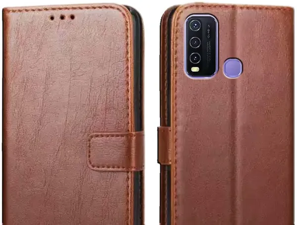 Brown_Leather_Vivo_Y50_Flip_Cover