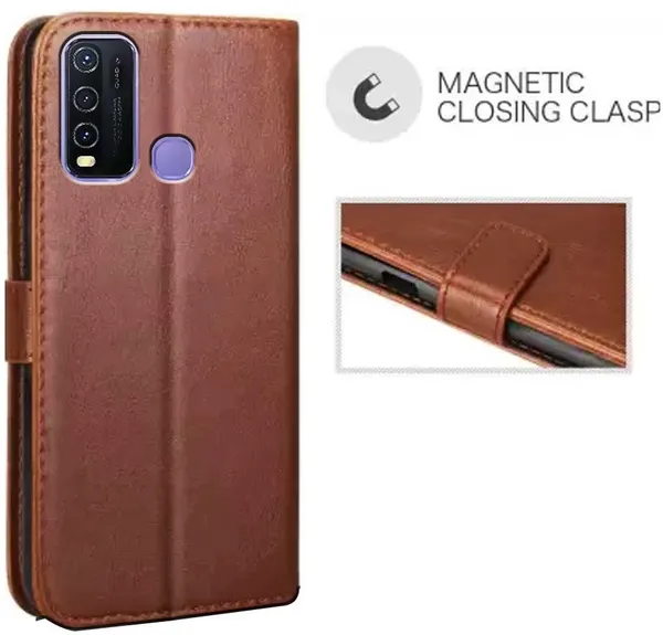 Brown_Leather_Vivo_Y50_Flip_Cover