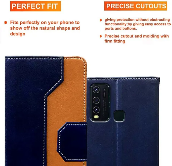 Multicolor_Artificial_Leather_Vivo_Y50_Flip_Cover
