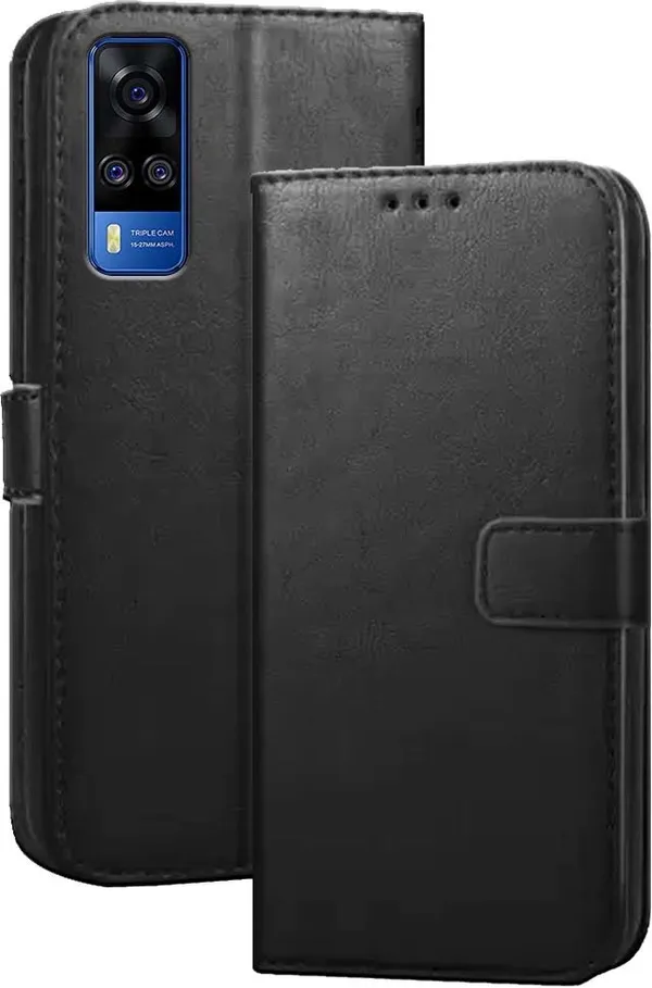 Black_Artificial_Leather_Vivo_Y51A_Flip_Cover
