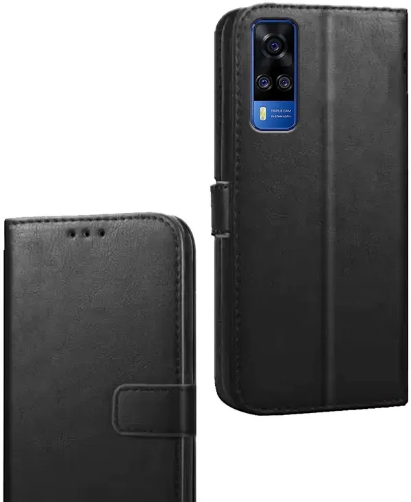 Black_Artificial_Leather_Vivo_Y51A_Flip_Cover
