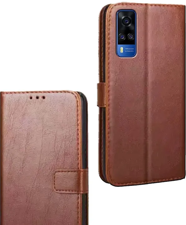 Brown_Artificial_Leather_Vivo_Y51A_Flip_Cover