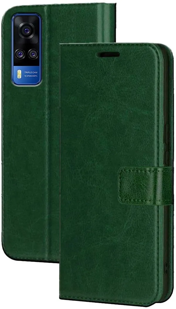 Green_Artificial_Leather_Vivo_Y51A_Flip_Cover