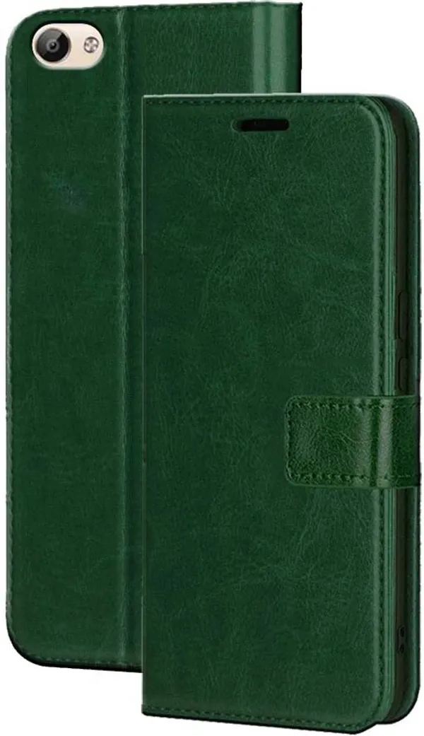 Green_Artificial_Leather_VIVO_Y66_Flip_Cover