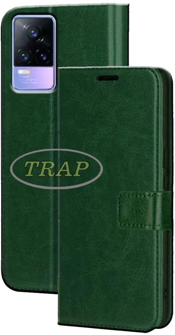 Green_Artificial_Leather_Vivo_Y73_5G_Flip_Cover