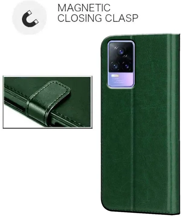 Green_Artificial_Leather_Vivo_Y73_5G_Flip_Cover