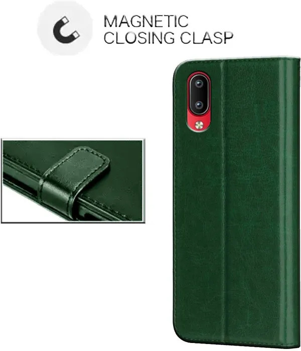 Green_Leather_Vivo_Y91i&Vivo_Y1s_Flip_Cover