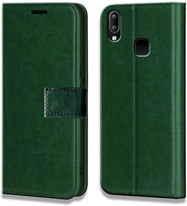 Green_Artificial_Leather_Vivo_Y93_Flip_Cover