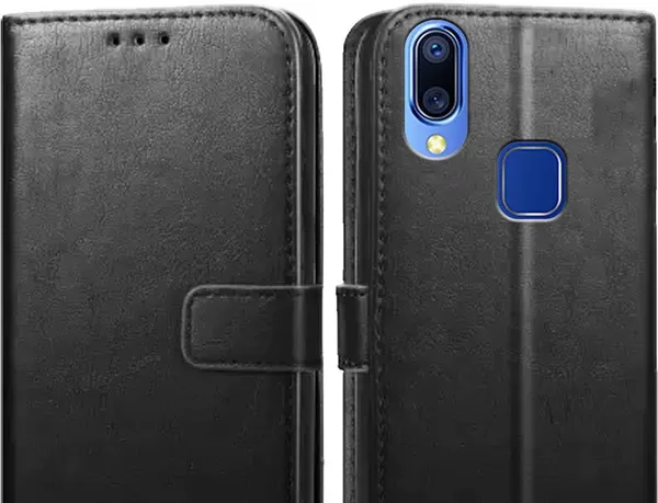 Black_Leather_Vivo_Y95_Flip_Cover