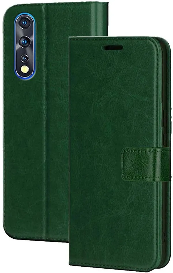 Green_Artificial_Leather_Vivo_Z1X_Flip_Cover