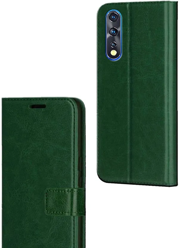 Green_Artificial_Leather_Vivo_Z1X_Flip_Cover