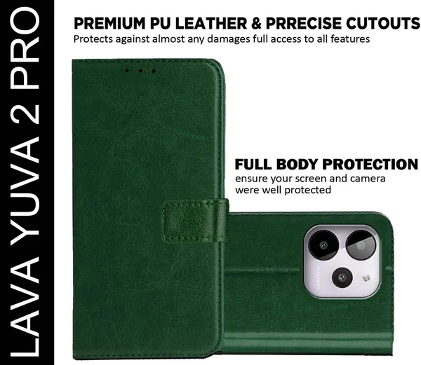 Green_Artificial_Leather_Lava_Yuva_2_Pro_Back_Cover