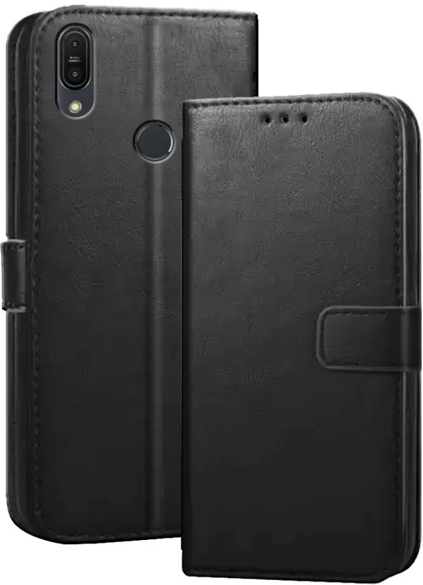 Black_Artificial_Leather_Asus_Zenfone_Max_Pro_M1_Flip_Cover