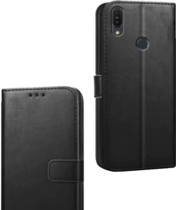Black_Artificial_Leather_Asus_Zenfone_Max_Pro_M1_Flip_Cover