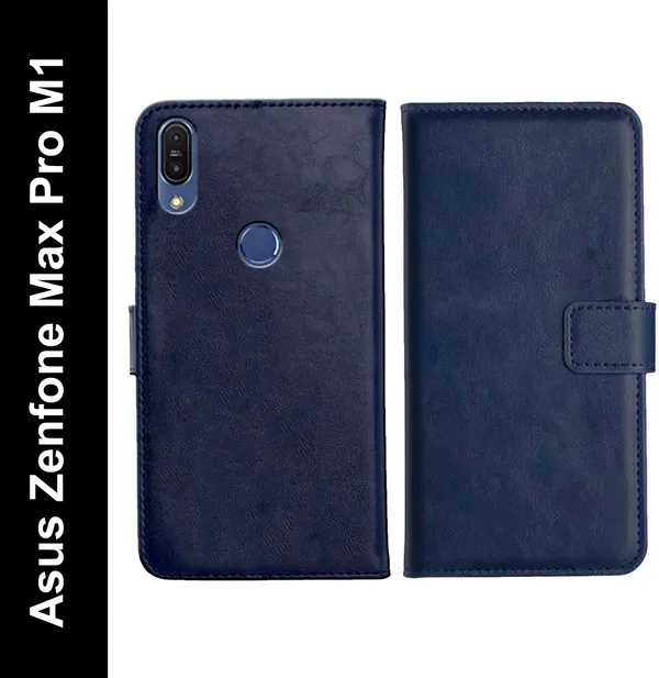 Blue_Leather_Asus_Zenfone_Max_Pro_M1_Flip_Cover