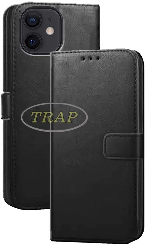 Black_Artificial_Leather_Apple_iPhone_12_Mini_Back_Cover