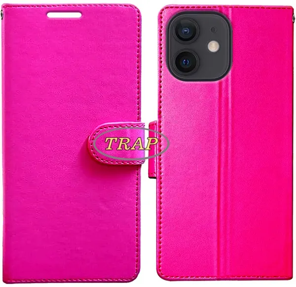 Pink_Artificial_Leather_Apple_iPhone_12_Back_Cover
