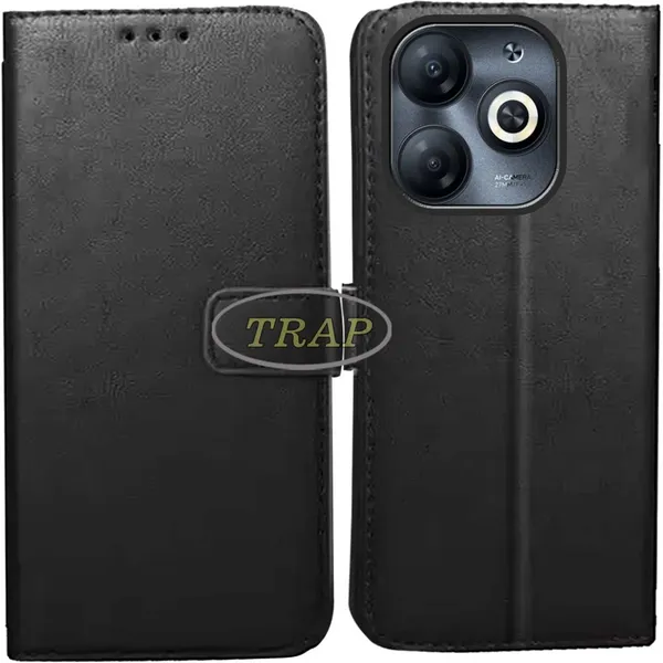 Black_Artificial_Leather_Infinix_Smart_8_Back_Cover
