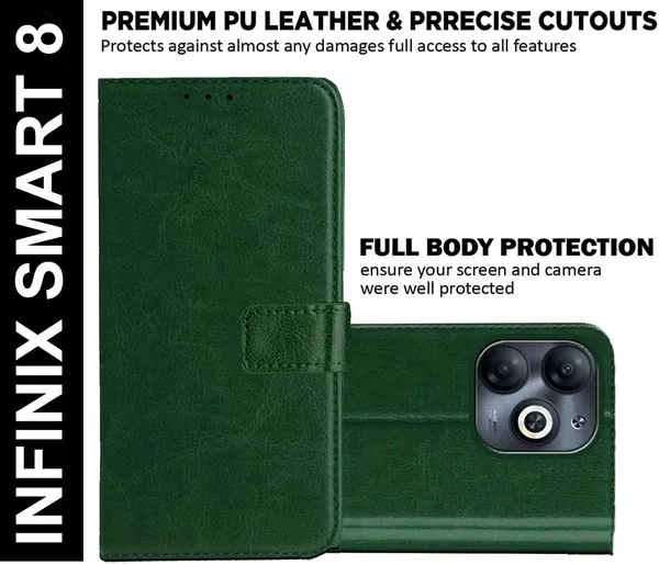 Green_Artificial_Leather_Infinix_Smart_8_Back_Cover