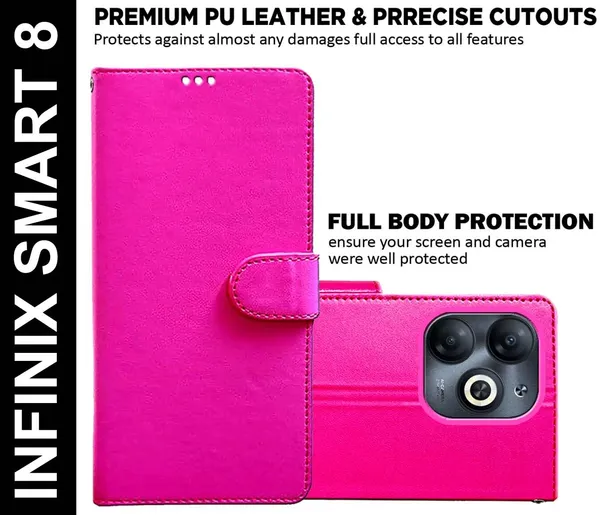 Pink_Artificial_Leather_Infinix_Smart_8_Back_Cover