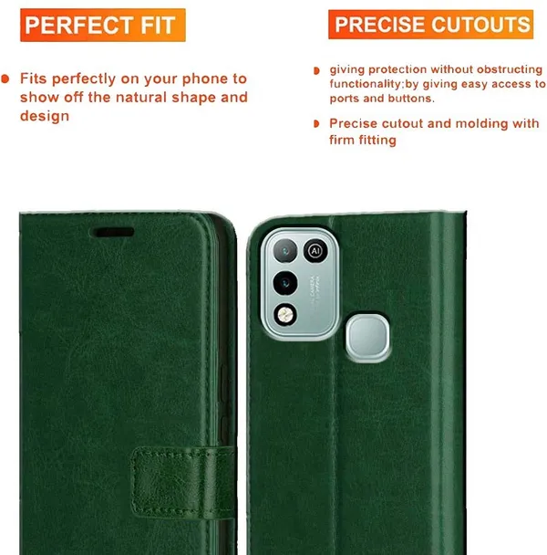 Green_Artificial_Leather_Infinix_Hot_10_Play_Flip_Cover