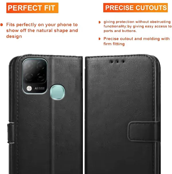 Black_Artificial_Leather_Infinix_Hot_10S_Flip_Cover