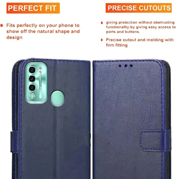 Blue_Artificial_Leather_Itel_Vision_2_Flip_Cover