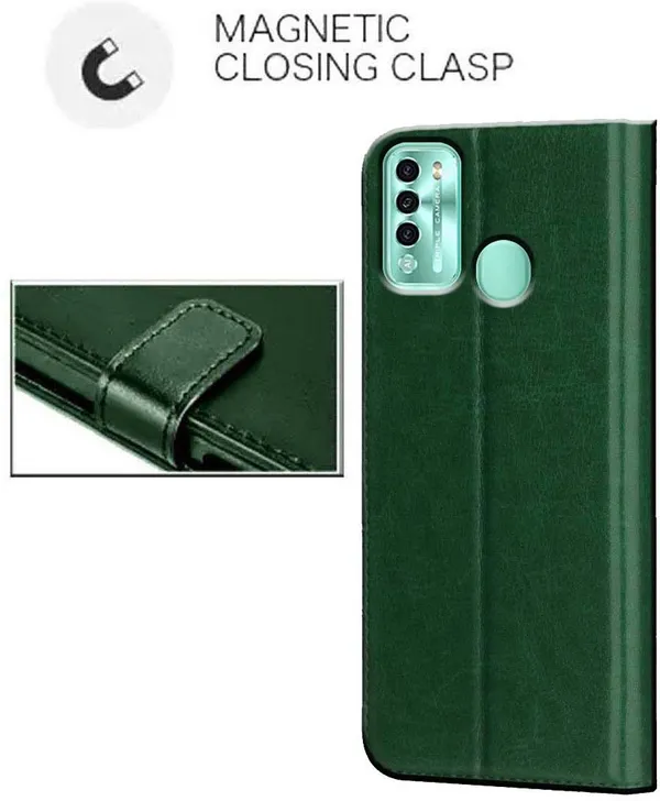 Green_Artificial_Leather_Itel_Vision_2_Flip_Cover