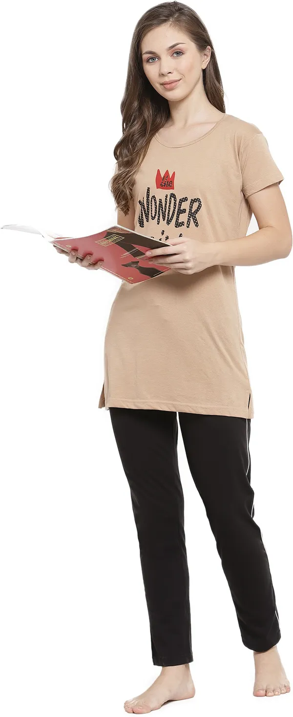 Brown_&_Black_Printed__Cotton_Blend_Top_&_Pyjama_Set