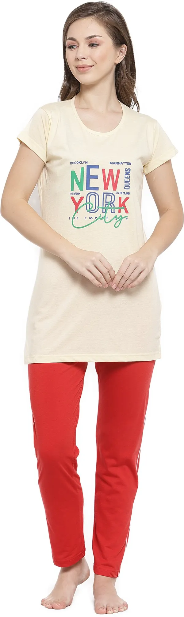 Yellow_&_Red_Printed__Cotton_Blend_Top_&_Pyjama_Set
