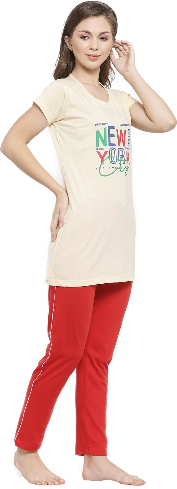 Yellow_&_Red_Printed__Cotton_Blend_Top_&_Pyjama_Set
