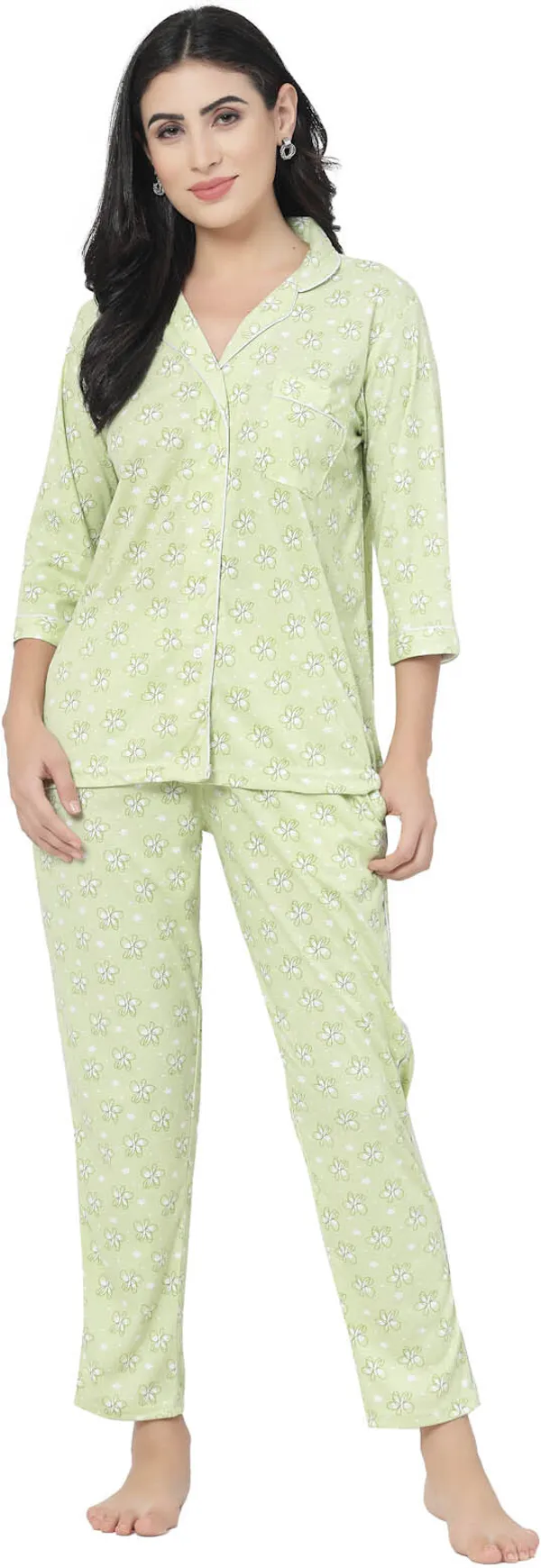 Light_Green_Printed__Cotton_Blend_Shirt_&_Pyjama_set