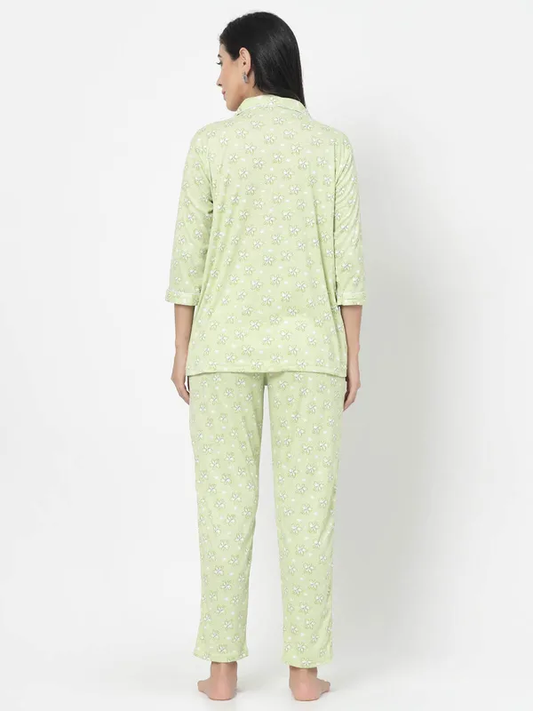 Light_Green_Printed__Cotton_Blend_Shirt_&_Pyjama_set