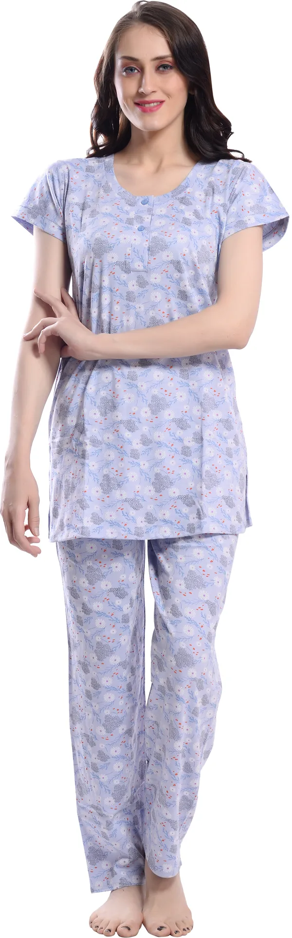 L.BLUE_Printed__Cotton_Blend_Night_Suit_Set