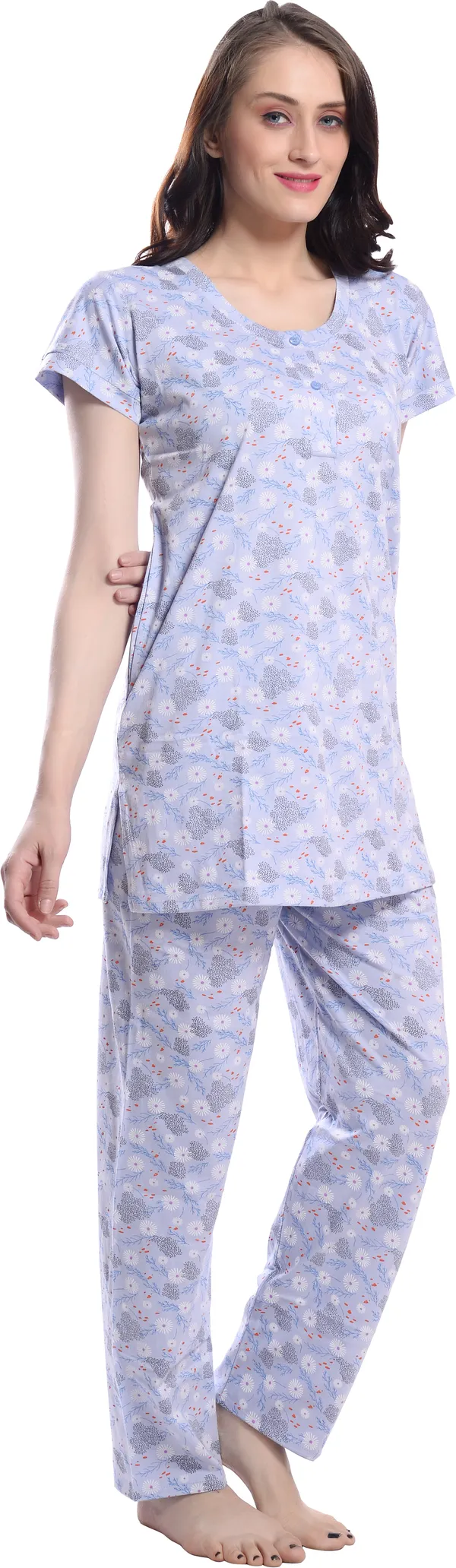 L.BLUE_Printed__Cotton_Blend_Night_Suit_Set