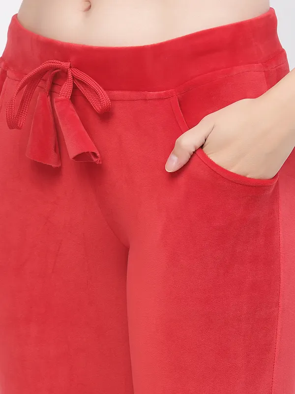 Red_Solid_Velvet_Top_&_Pyjama_Set