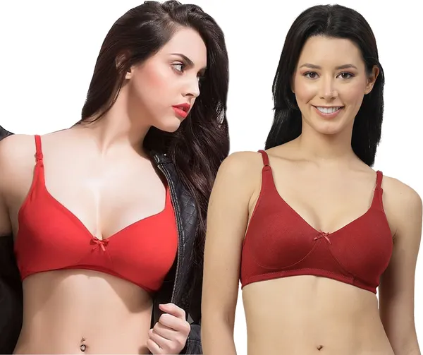 Maroon_&_Red_Cotton_Blend_T-Shirt_Bra_for_Women_Pack_of_2