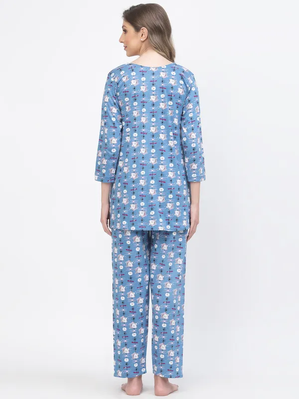 Blue_Printed__Cotton_Top_&_Pyjama_Set