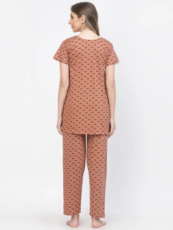 Brown_Printed__Cotton_Top_&_Pyjama_Set