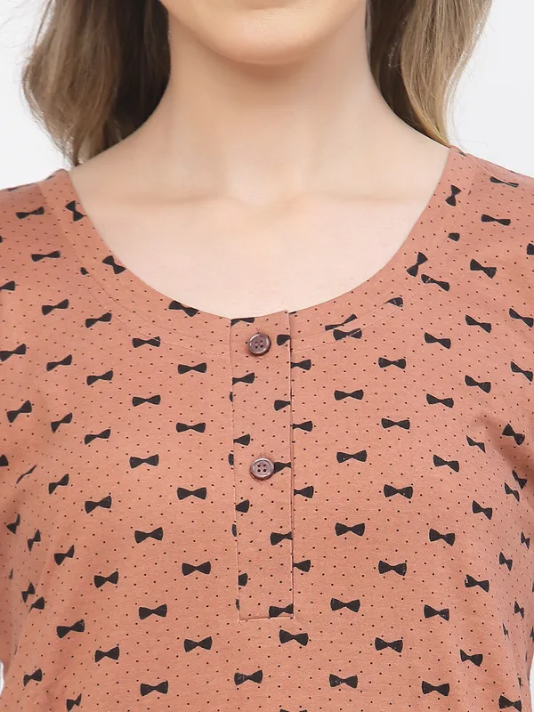 Brown_Printed__Cotton_Top_&_Pyjama_Set