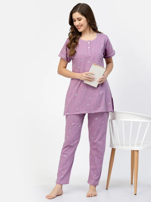 Purple_Printed__Cotton_Blend_Night_Suit_Set