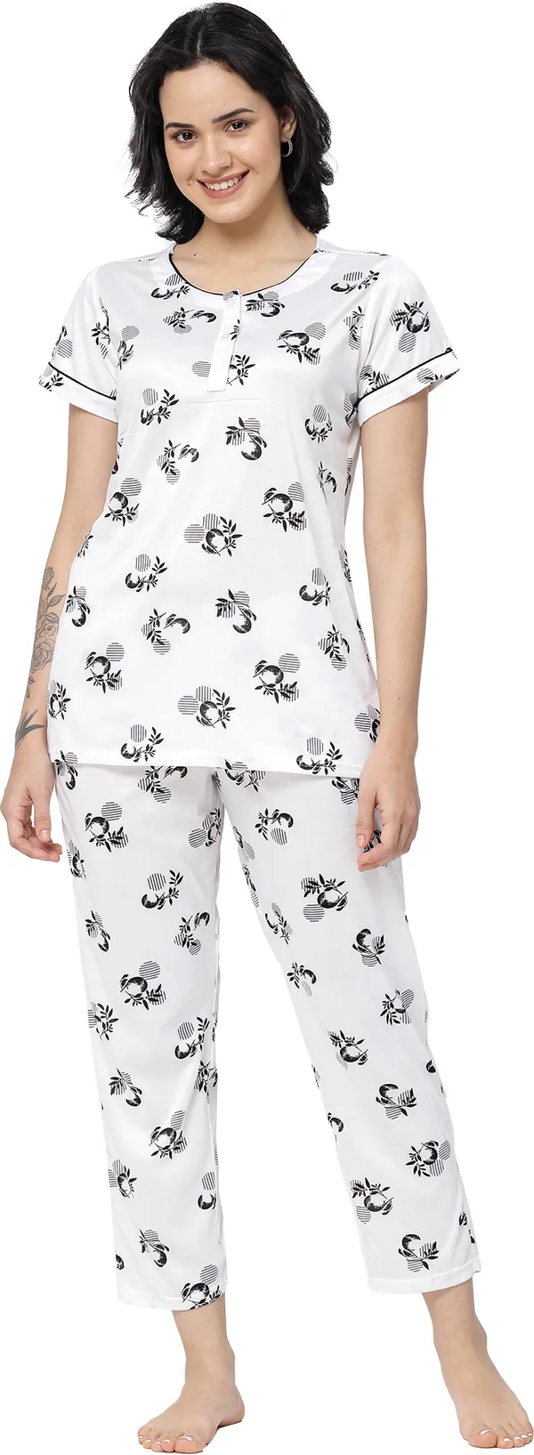 White_Printed__Lycra_Blend_Night_Suit_Set