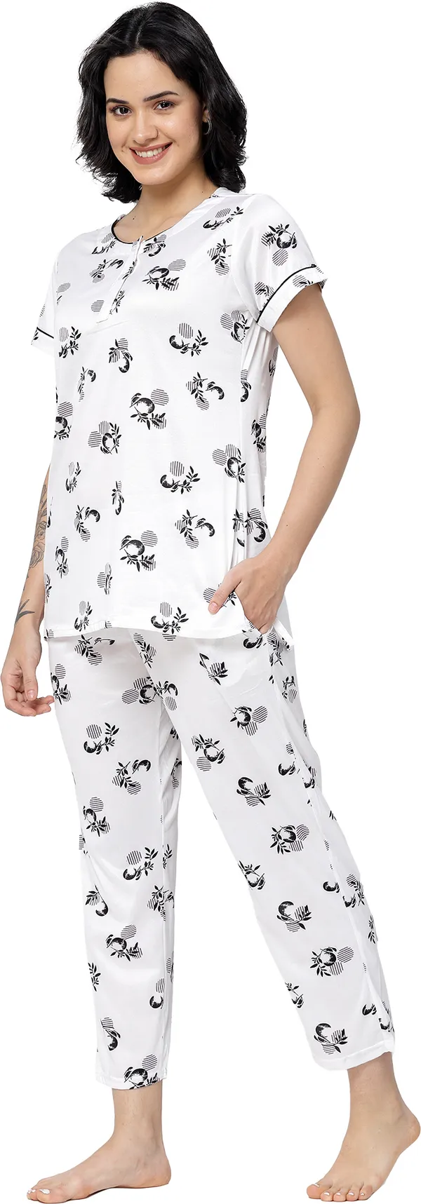 White_Printed__Lycra_Blend_Night_Suit_Set