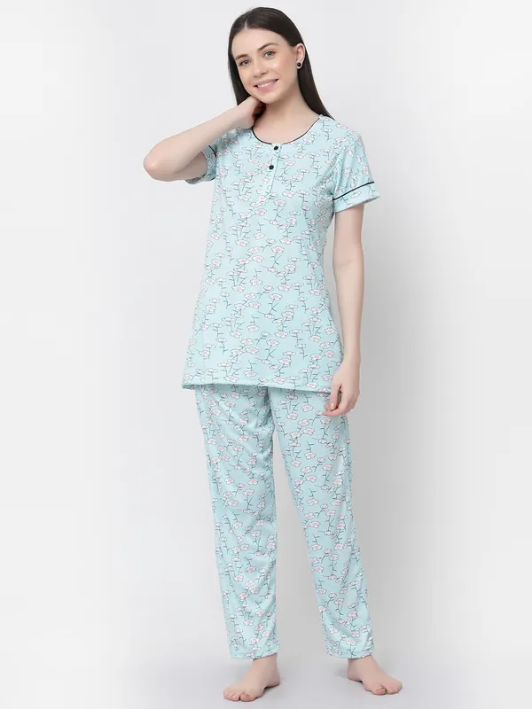 Sea_Green_Printed__Cotton_Blend_Night_Suit_Set