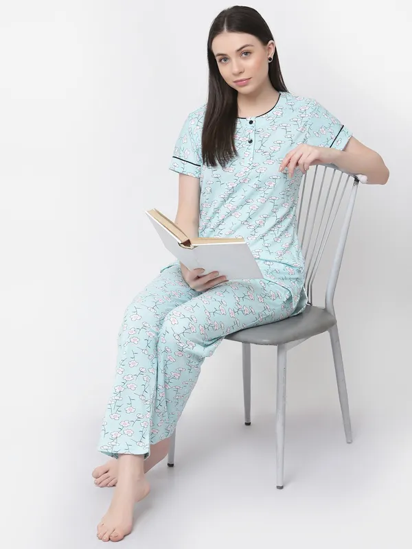 Sea_Green_Printed__Cotton_Blend_Night_Suit_Set