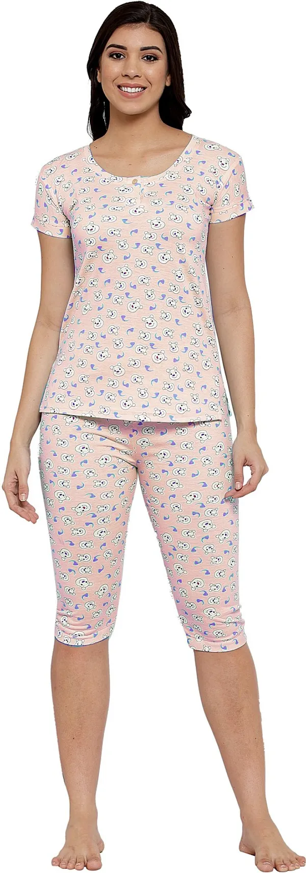 L.PINK_Printed__Cotton_Blend_Top_&_Capri_Set