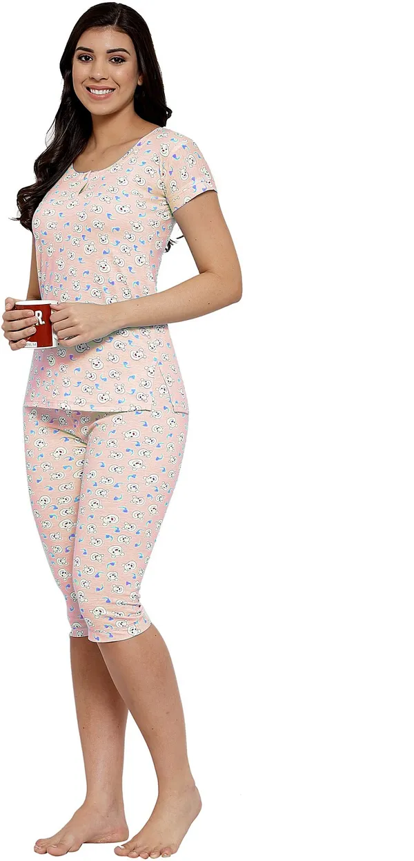 L.PINK_Printed__Cotton_Blend_Top_&_Capri_Set