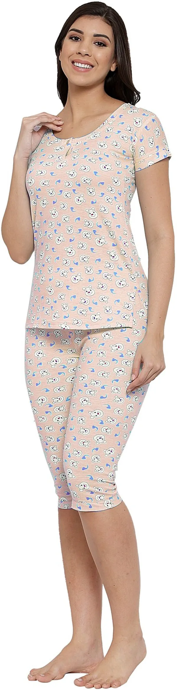 L.PINK_Printed__Cotton_Blend_Top_&_Capri_Set
