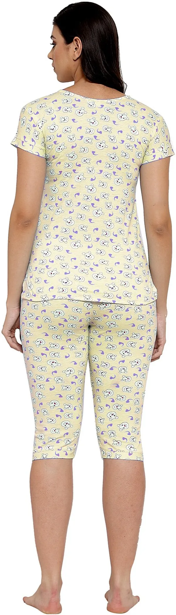 L.YELLOW_Printed__Cotton_Blend_Top_&_Capri_Set